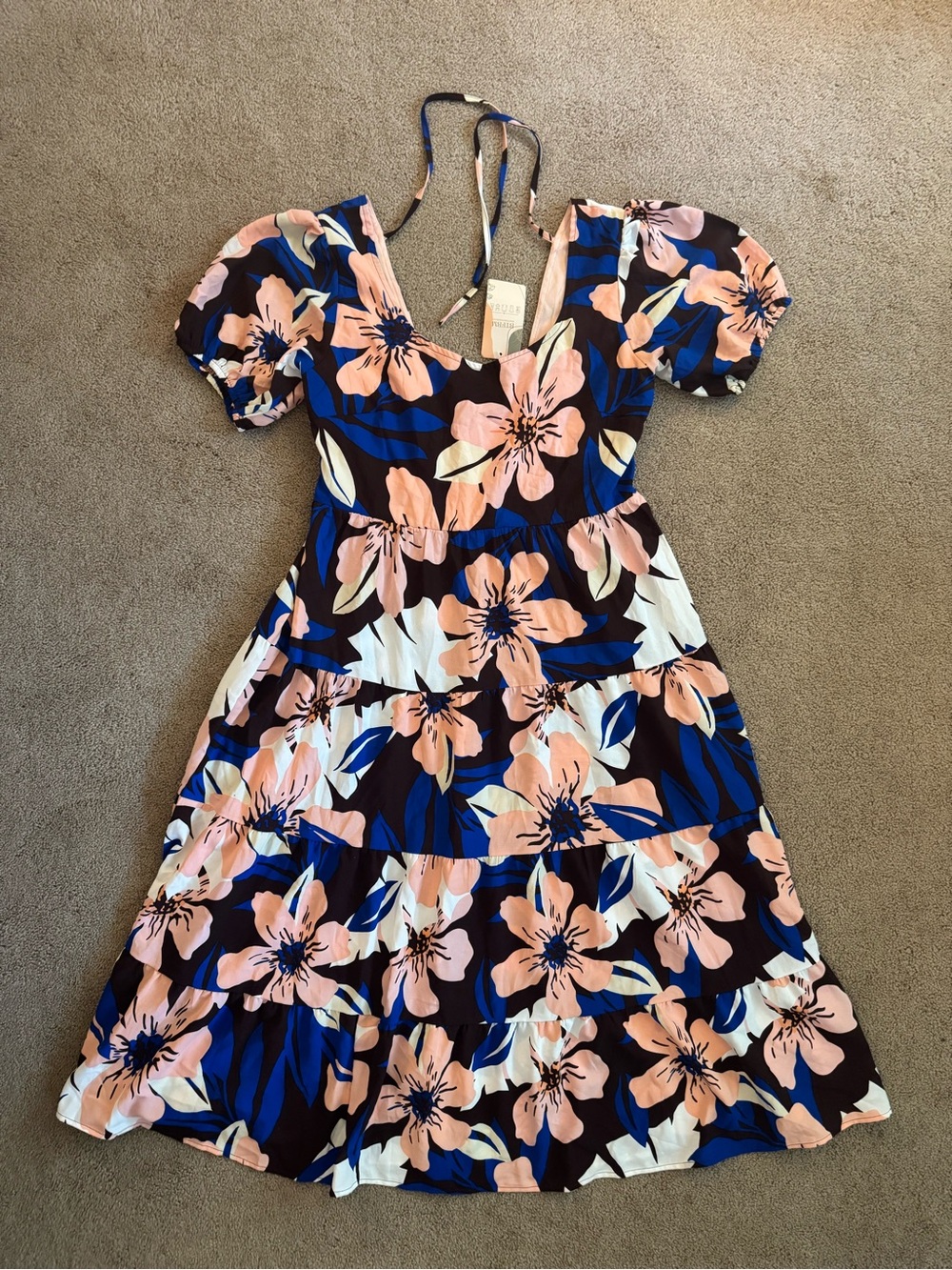 NWT Floral Puff-Sleeve Midi Dress